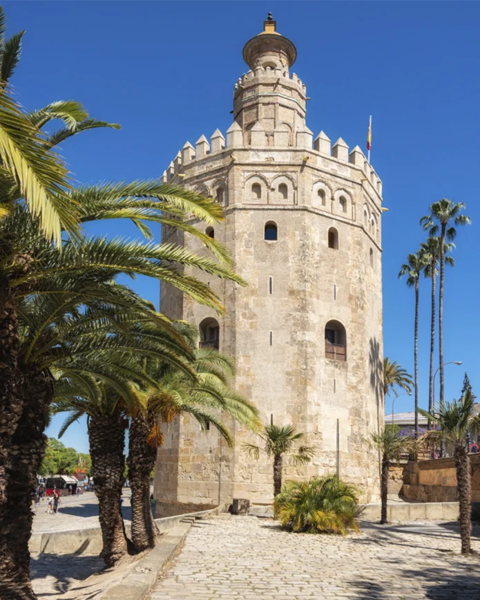 torre oro gold tower medieval landmark from early 13th century in seville spain andalusia region sevilla